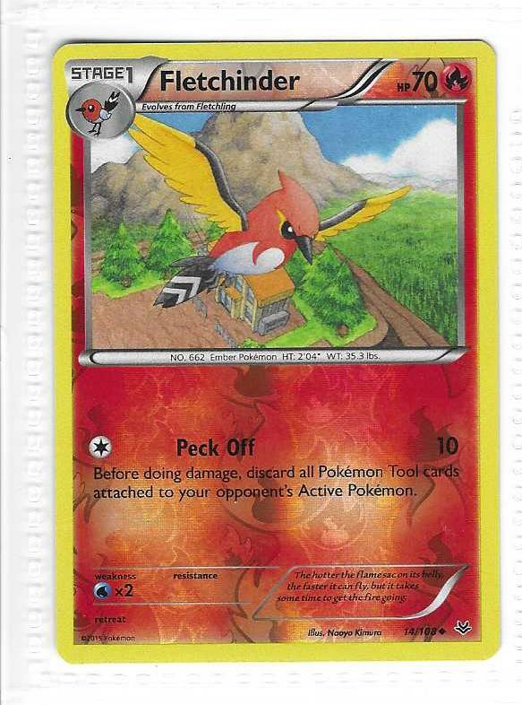 Pokemon --- FLETCHINDER --- XY Roaring Skies! REVERSE HOLO! NM/Mint! 14/108