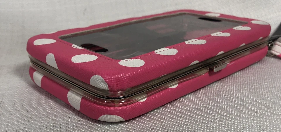 Apt. 9 Phone Credit Card Wallet Pink White Polka Dots Case New iPhones Wristlet - Image 3 of 4