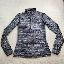 Nike Dri-Fit 1/4 Zip Active Top M Blk Wht Running Athletic Athleisure Fitted