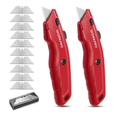 WORKPRO 2PCS Retractable Utility Knife Heavy Duty Box Cutters Quick Change Blade