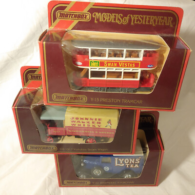 Matchbox Models of Yesterday 1986 Johnny Walker Whisky, Swan Vestas, Lyons Tea
