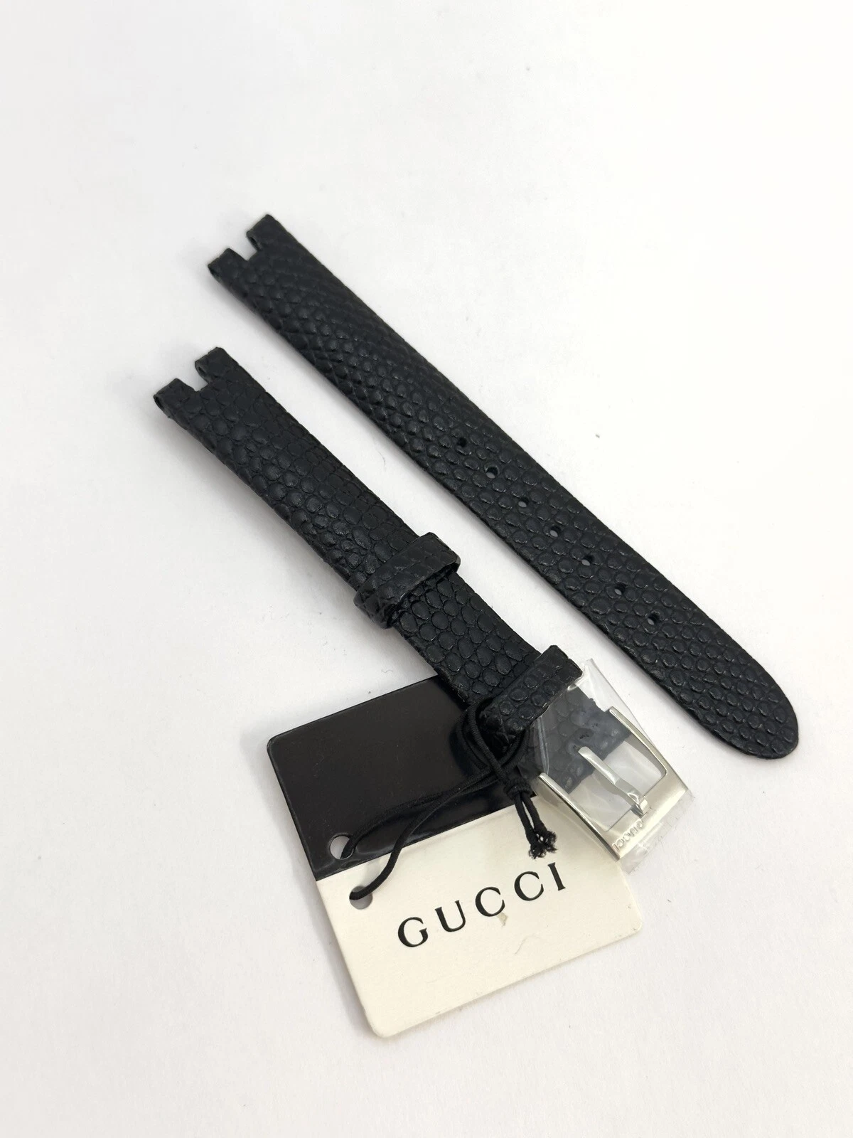 Bracelet en cuir noir véritable Gucci 12 mm pour montre femme YA141507 Diamantissima