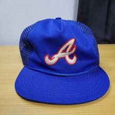Vintage Atlanta Braves Hat Snapback Trucker Cap Mens Blue 80s MLB Baseball Twins