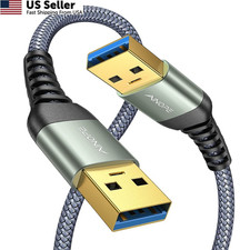 6.6ft USB 3.0 Cable Male to Male A to A High Speed Braided Cord for Hard Drive
