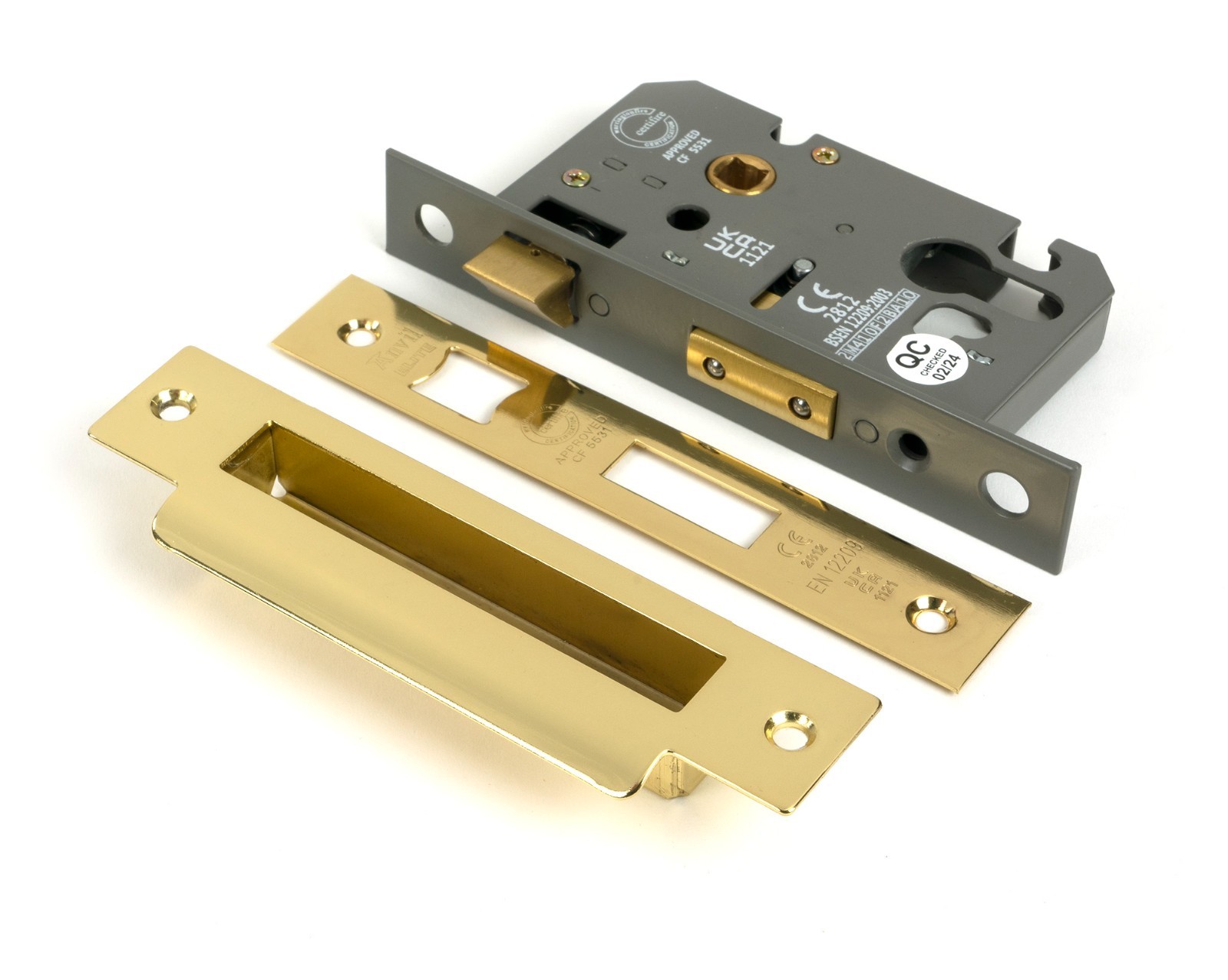 From The Anvil 51375 Polished Brass 2.5"" Euro Profile Sash Lock
