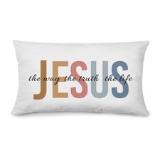 Jesus Pillow Covers 12x20 - Christian Decorative Lumbar Throw Pillow Cover, H...