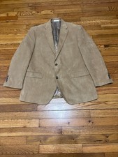 Chaps Men's Blazer Jacket Sz 42R Tan 2 Button Sport Coat Microfiber Polyester