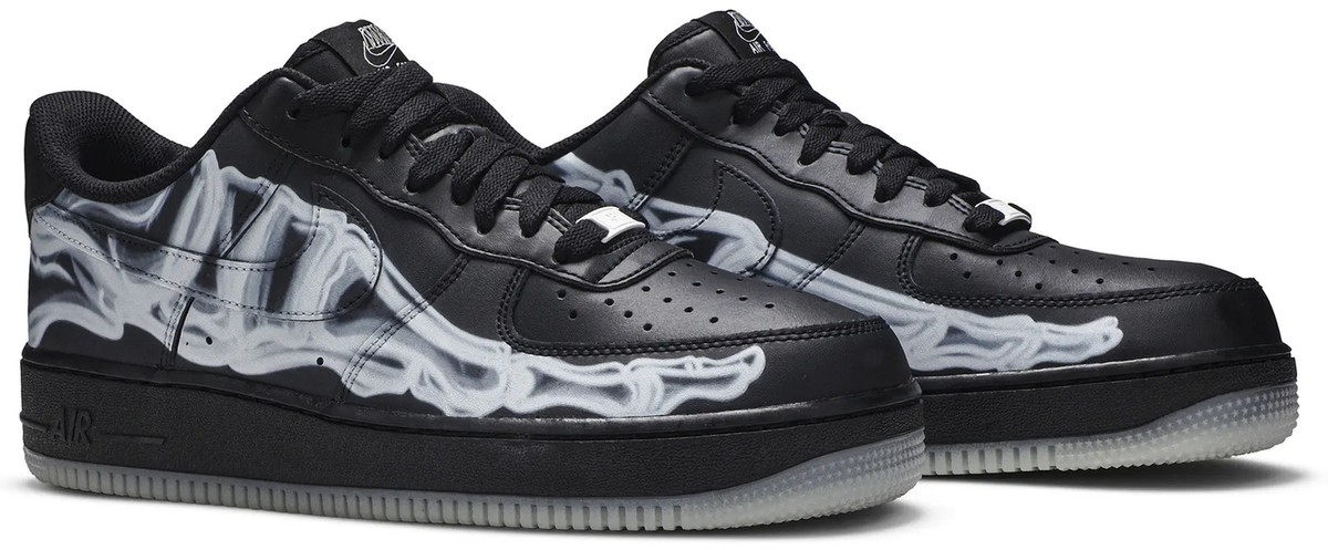 Nike Air Force 1 Low Black Skeleton Halloween Size 10.5 ✓NEW