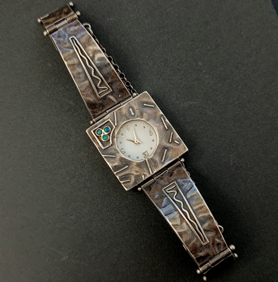Reloj Vintage Plata Esterlina Oro Rosa Funciona Firmado MOTAG Pulsera Israelí ÚNICO EN SU CLASE Foto 2 de 4