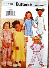 Butterick 3318 Girls Childs Loose Fit Nightgo...