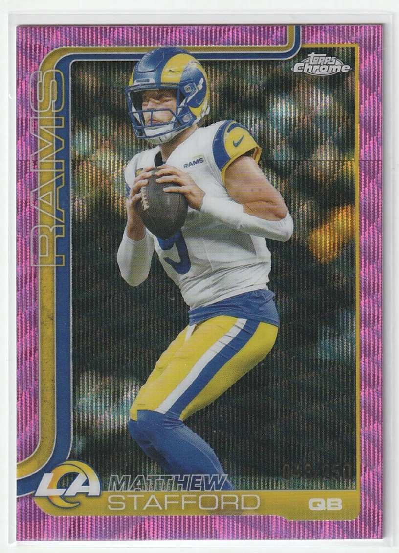 2025 Topps Chrome Pink Wave Refractor Matthew Stafford 048/250