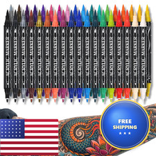 Ijiang Temporary Tattoo Markers For Skin 36-Count Colors Dual-End Acrylic Body
