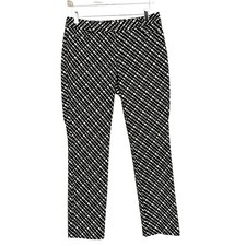 Express Pants Womens 6R Black White Print Columnist Geometric Straight Stretch