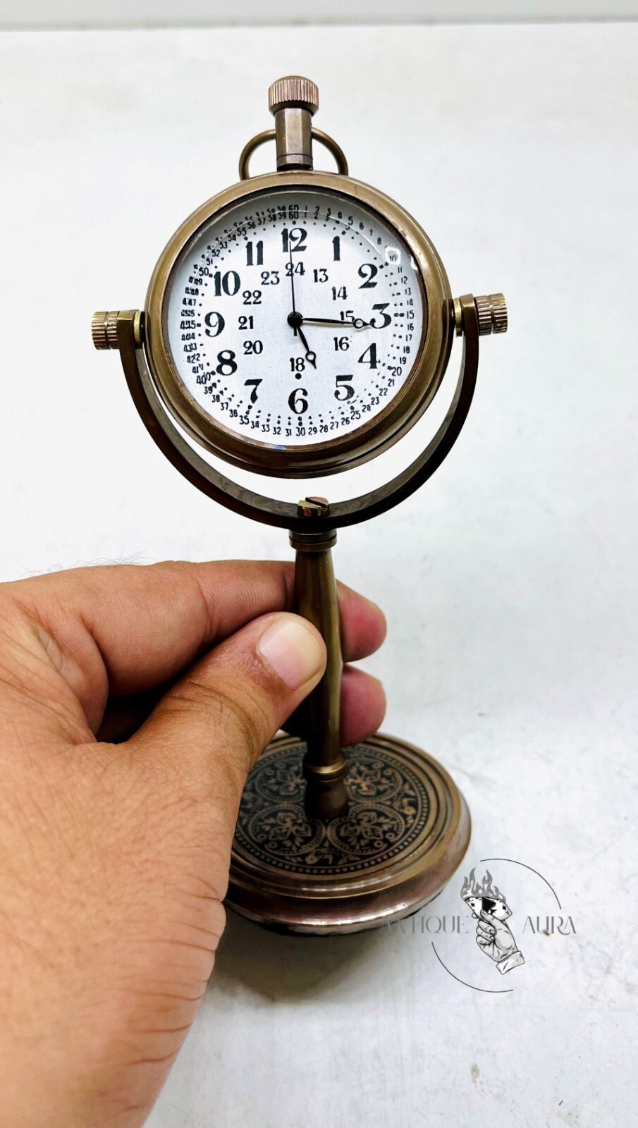 Vintage Brass Nautical Desk Clock Antique Table Clock