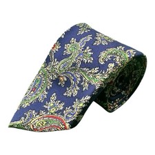 Polo Ralph Lauren Blue Paisley Pure Silk Tie 3.5 Inch Width