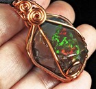 56Ct African Black Opal Rough Wire Wrapped Pendant PYRH97 — photo 1