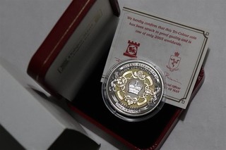 🧭 🇮🇲 ISLE OF MAN 2003 TRI COLOUR CROWN 1oz. SILVER BOX COA SCARCE B90 #342