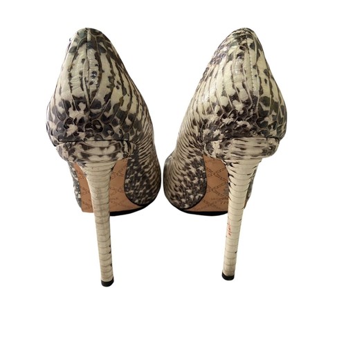 L.A.M.B Mob Wive Neutral Leather Animal Print Platform Pump Heels Size 7M - Picture 5 of 13
