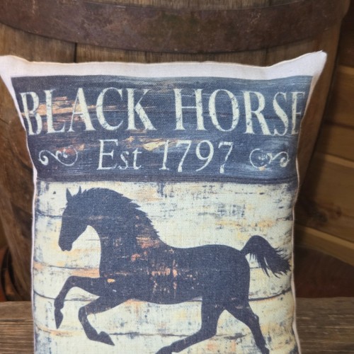 Almohada rústica primitiva granja negra alojamiento caballo 9 x 11 almohada decorativa - Imagen 3 de 4