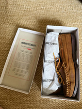 Minnetonka Men s Bottom Boot Brown Leather Lace-Up Moccasins US 10.5 M
