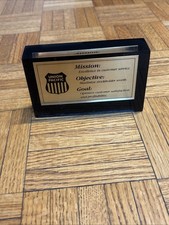 Vintage UNION PACIFIC Lucite Corporate Desk Award Plaque Paperweight - 5 x 3”