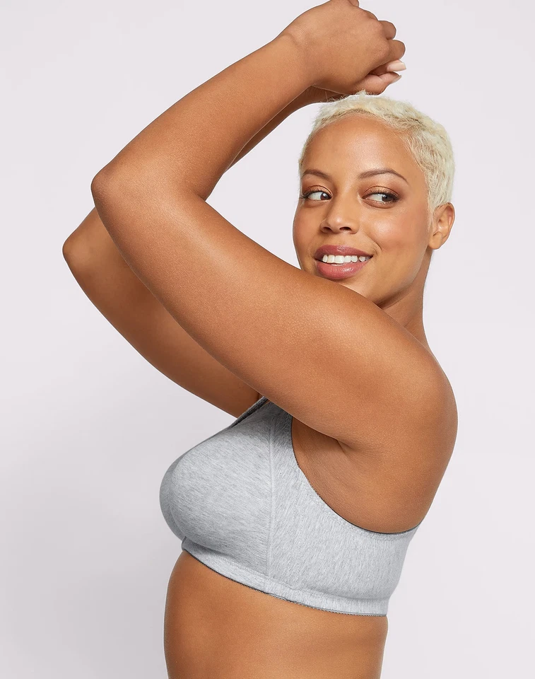 Bali Double Support Bra Cotton Wirefree Comfort U Back Stretch Full Figure 3036 - Image 3 of 4