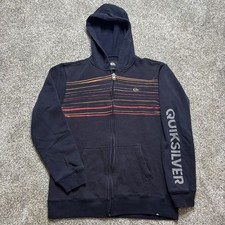 Quiksilver Hoodie Boys X-Large Blue Long Sleeve Full Zip Cotton Blend