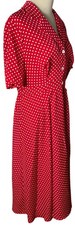 Red White Polka Dot Tea Dress Retro 40s 50s Rockabilly Pin Up Style Sz 1XL EUC