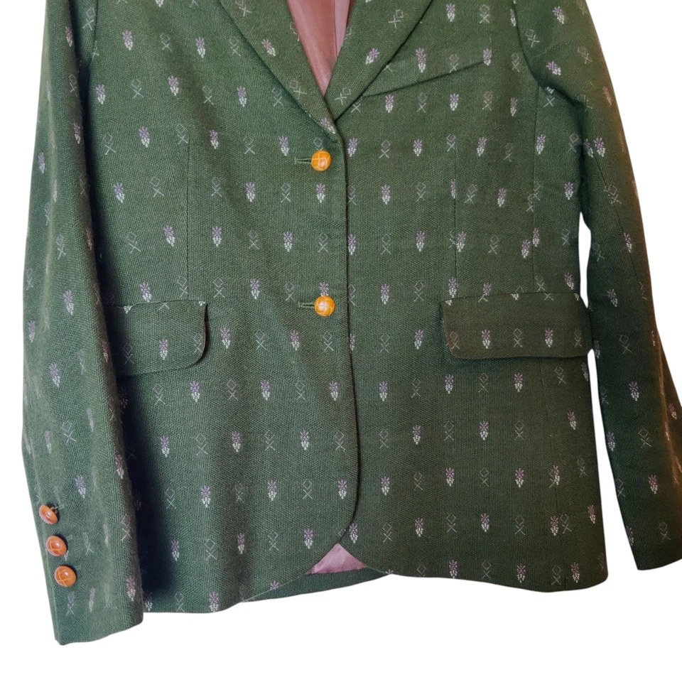 Anthropologie Madchen Forested Wool Blend Retro Fisherman Blazer Large Academia - Image 4 of 4