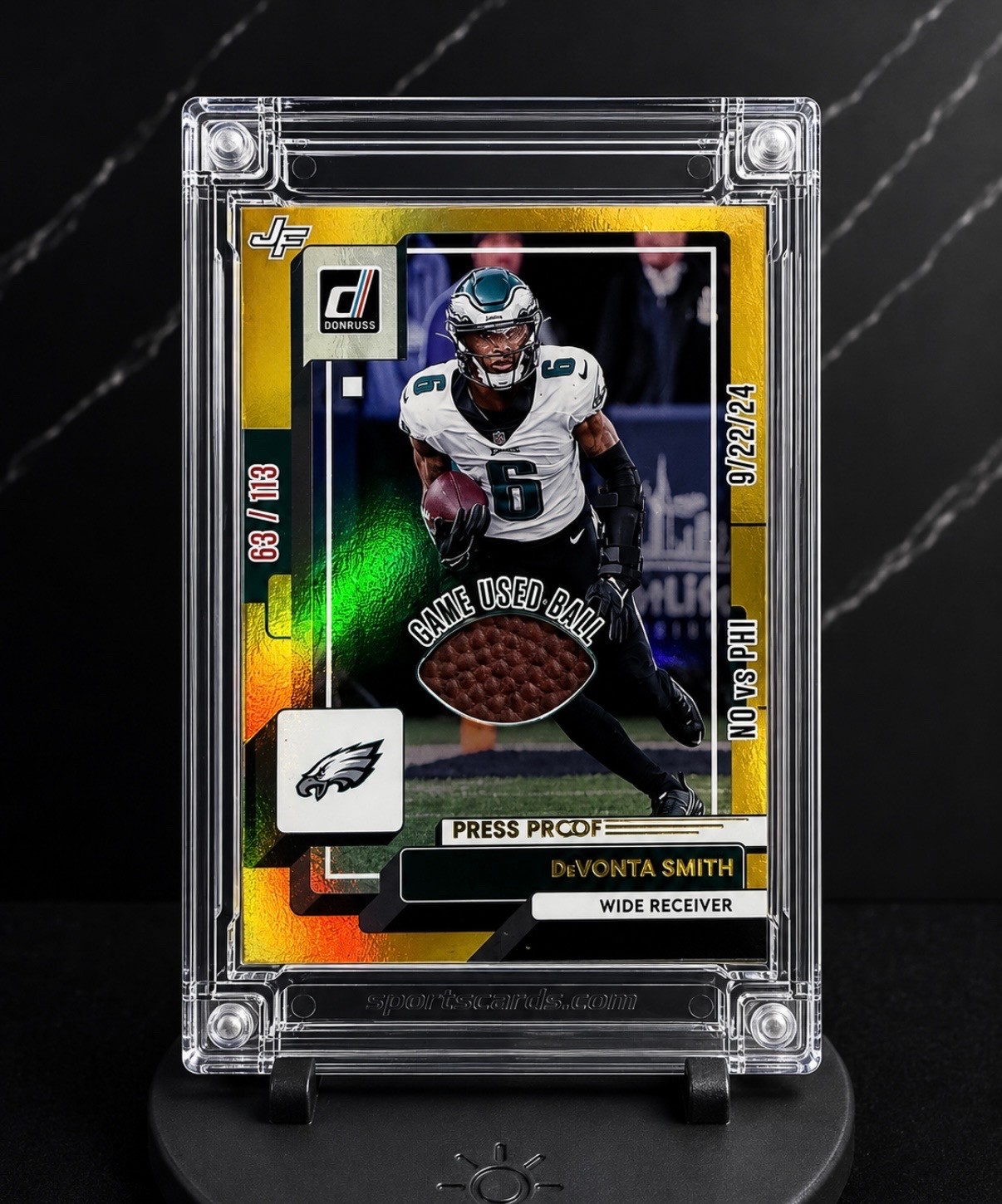 2025 Jersey Fusion DeVonta Smith Game Used Ball Stars #168 Gold 9/24 Eagles