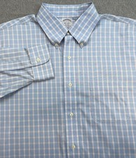 Brooks Brothers Shirt Mens 16 - 33 Check Cotton Blend Stretch Oxford OCBD