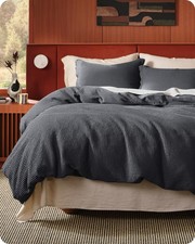 Duvet Cover Set Cotton Waffle Queen 90 x 3 Pieces Bedsure Weave Charcoal Size