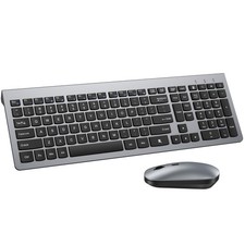 Wireless Keyboard and Mouse Combo - Ultra-Slim Design Full Size Quiet Keyboar...