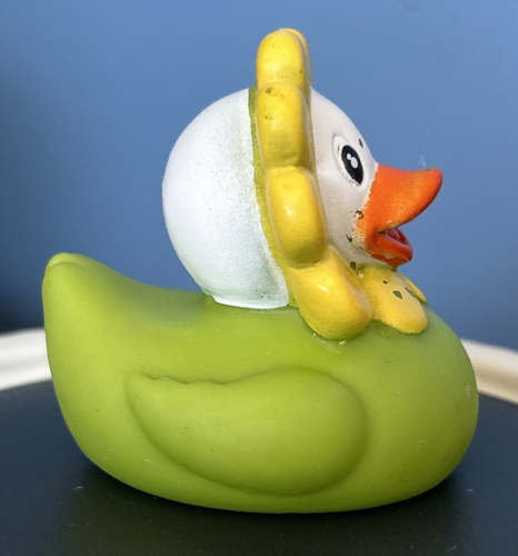 Flower Rubber Duck 2” Ducky Green with Yellow Petals Bath Pool Jeep Toy  ~JJ1 - Picture 2 of 5