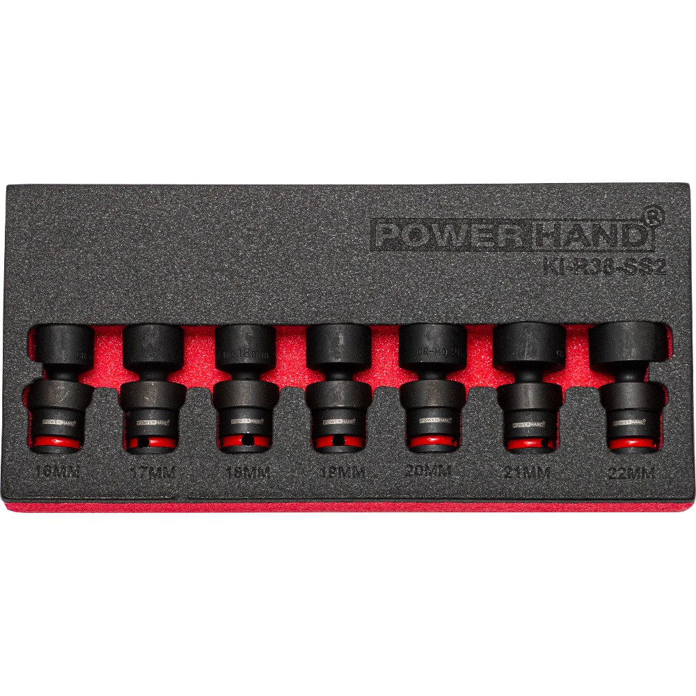 3/8"" Drive Shallow Swivel Impact Socket Set 7 Pce 16-22mm Powerhand