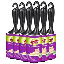 6 x Scotch-Brite Pet Extra Sticky Adhesive Roller Pet Hair Remover 48 Sheets