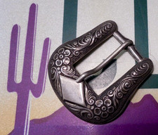 VINTAGE STERLING SILVER WESTERN BELT BUCKLE  .75 BELT  18.3 GRAMS. LOT TS72