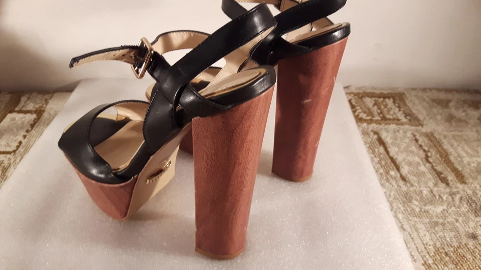 High Heel Clogs Blockabsatz Holzoptik Gr. 36 - Bild 3 von 4