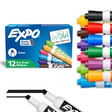Low Odor Dry Erase Markers Chisel Tip Assorted Colors 12 Count