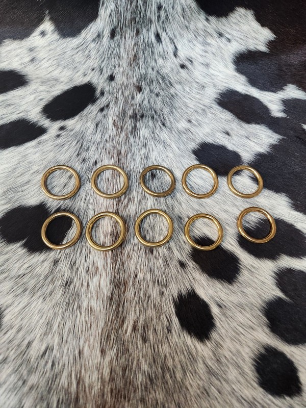 7/8 INCH  SOLID BRASS RING LOT OF 10 LEATHER HARDWARE