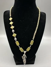 Artisan Pea Pod Sterling 925 Brown Green Freshwater & Baroque Pearl 20” N41