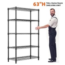 Heavy Duty 5-Tier Shelves, 14 24 63" Storage Rack Metal Wire Shelving Black USA