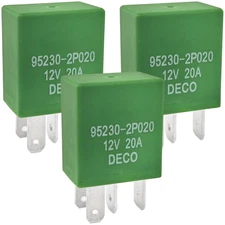 3-Pack 95230-2P020 Relay 12VDC 20A 4-Pin SPST - Compatible with Hyundai Elantra/