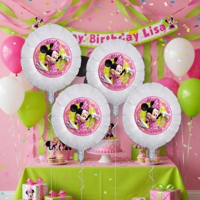 2x personalisierte Folienballons Minnie weiß - individuell - flach 