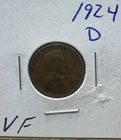 1924-D Lincoln Wheat Cent  Key Date VF Free Shipping