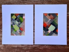 Original Paintings Two 5 x 7 Matted Set Abstract Contemporary Art Jimarieart