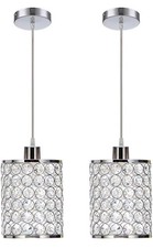 2 Pack Crystal Pendant Light,Chrome Ceiling Pendant Lighting for Kitchen Island,