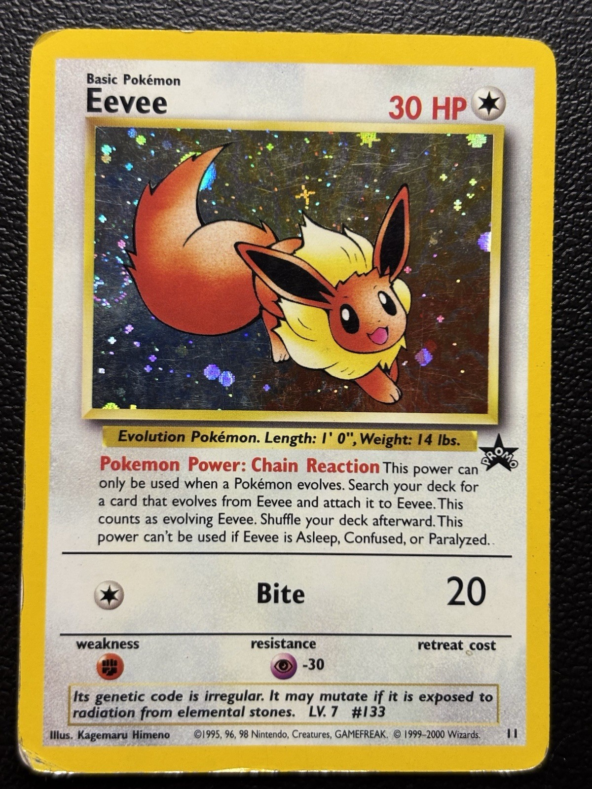 Eevee 11/53 Holo WoTC Promo SWIRL Pokemon Card HP