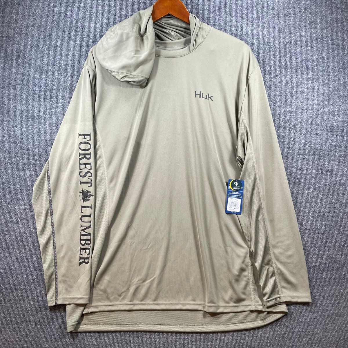 NWT HUK Icon X Hoodie Forest Lumber Men's XXL Brown Breathable