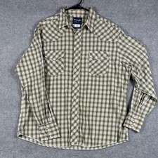 Wrangler Western Shirt Plaid Pearl Snap Long Sleeve XL Green White 75204PP